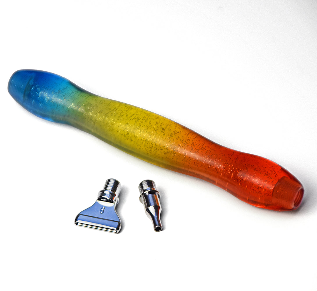 Premium Diamond Painting Stift „Rainbow Gleam“ mit zwei Metallaufsätzen in silber | Zum Schrauben