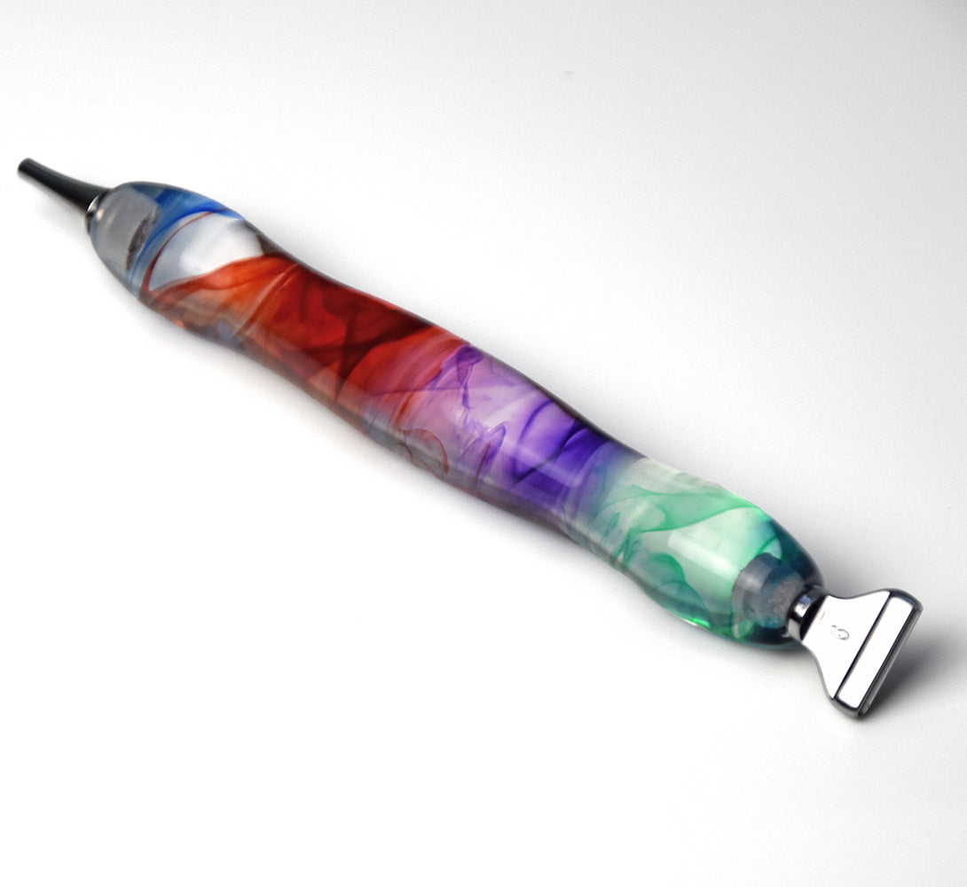 Premium Diamond Painting Stift „Mystic Swirl“ mit zwei Metallaufsätzen in silber | Zum Stecken