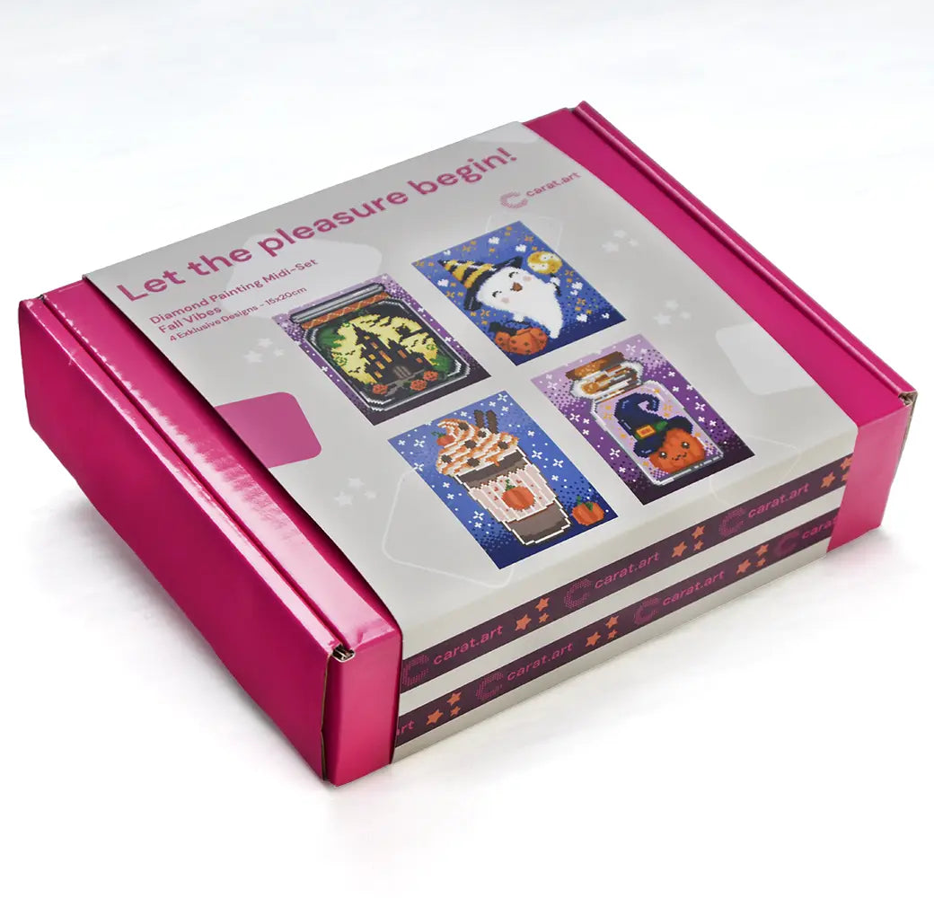 Diamond Painting Set in schön gestalteter Box mit herbstlichen Motiven