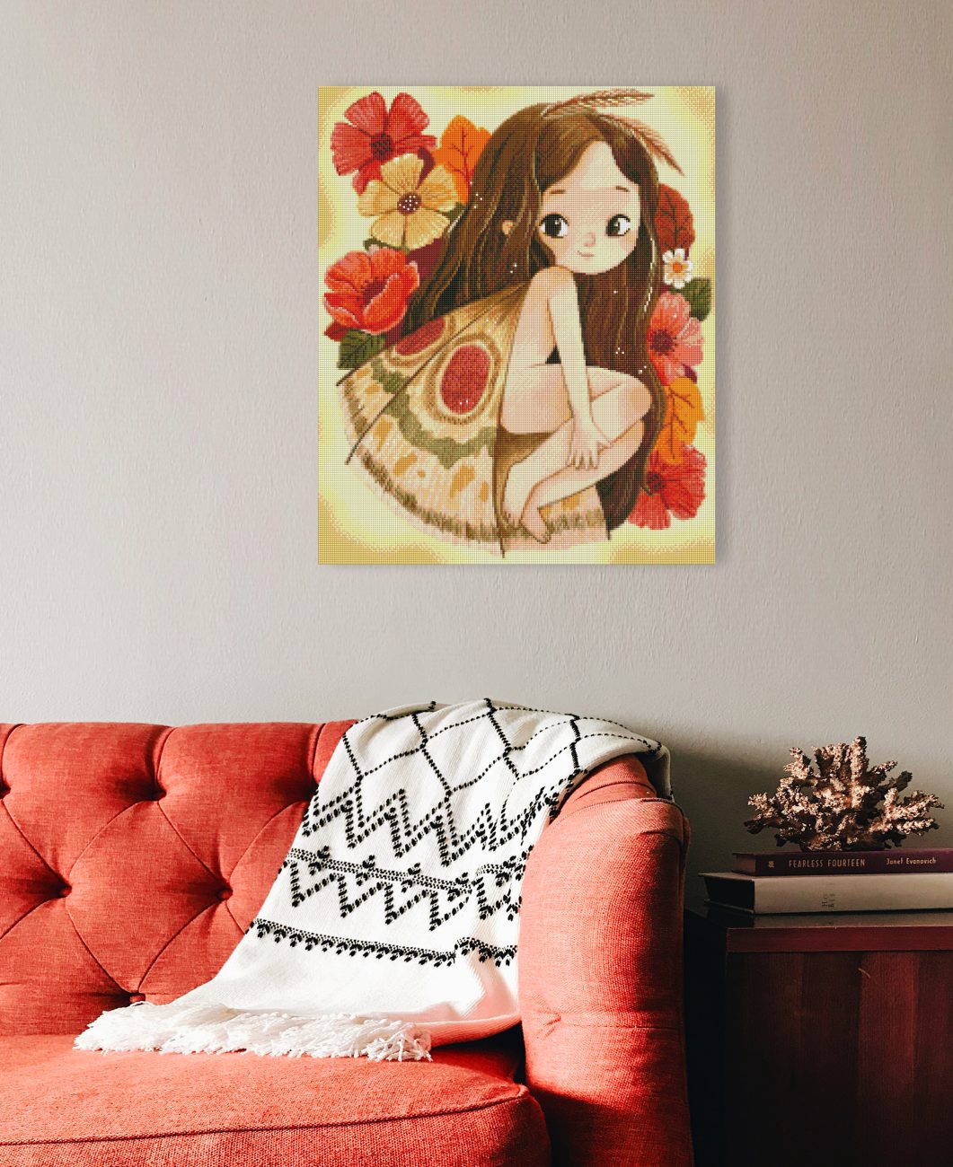 Diamond Painting Herbstfee als dekorativer als Blickfang im Wohnbereich
