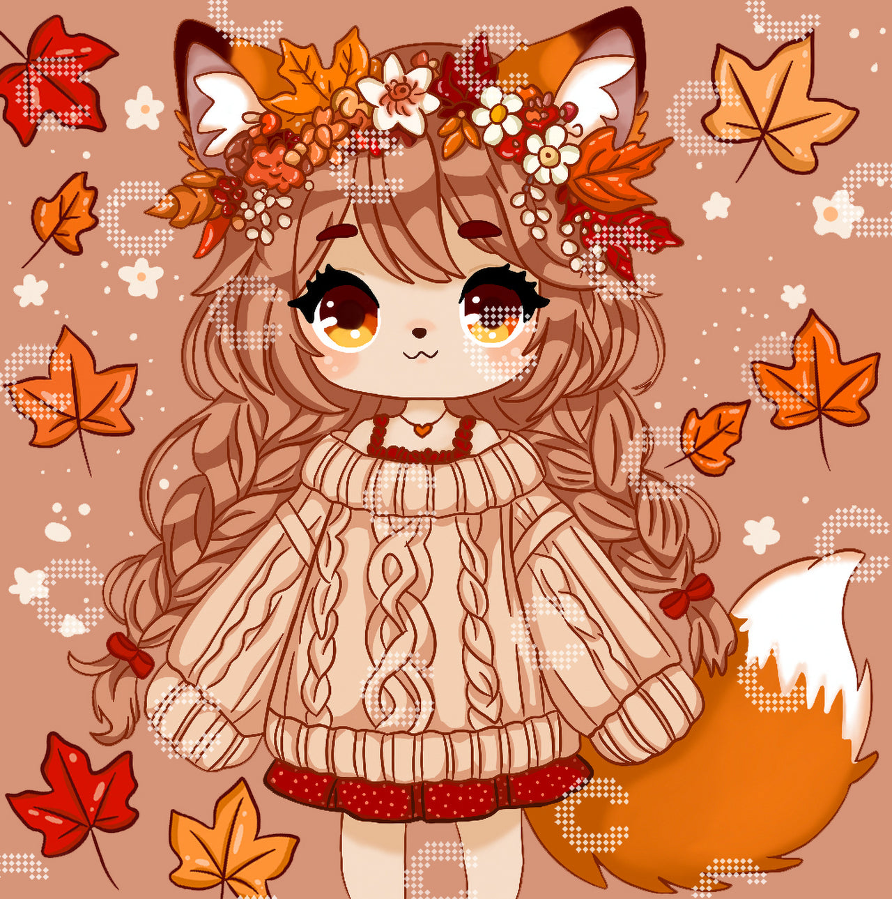 Diamond Painting Fuchs Mädchen mit Laub und herbstlicher Atmosphäre
