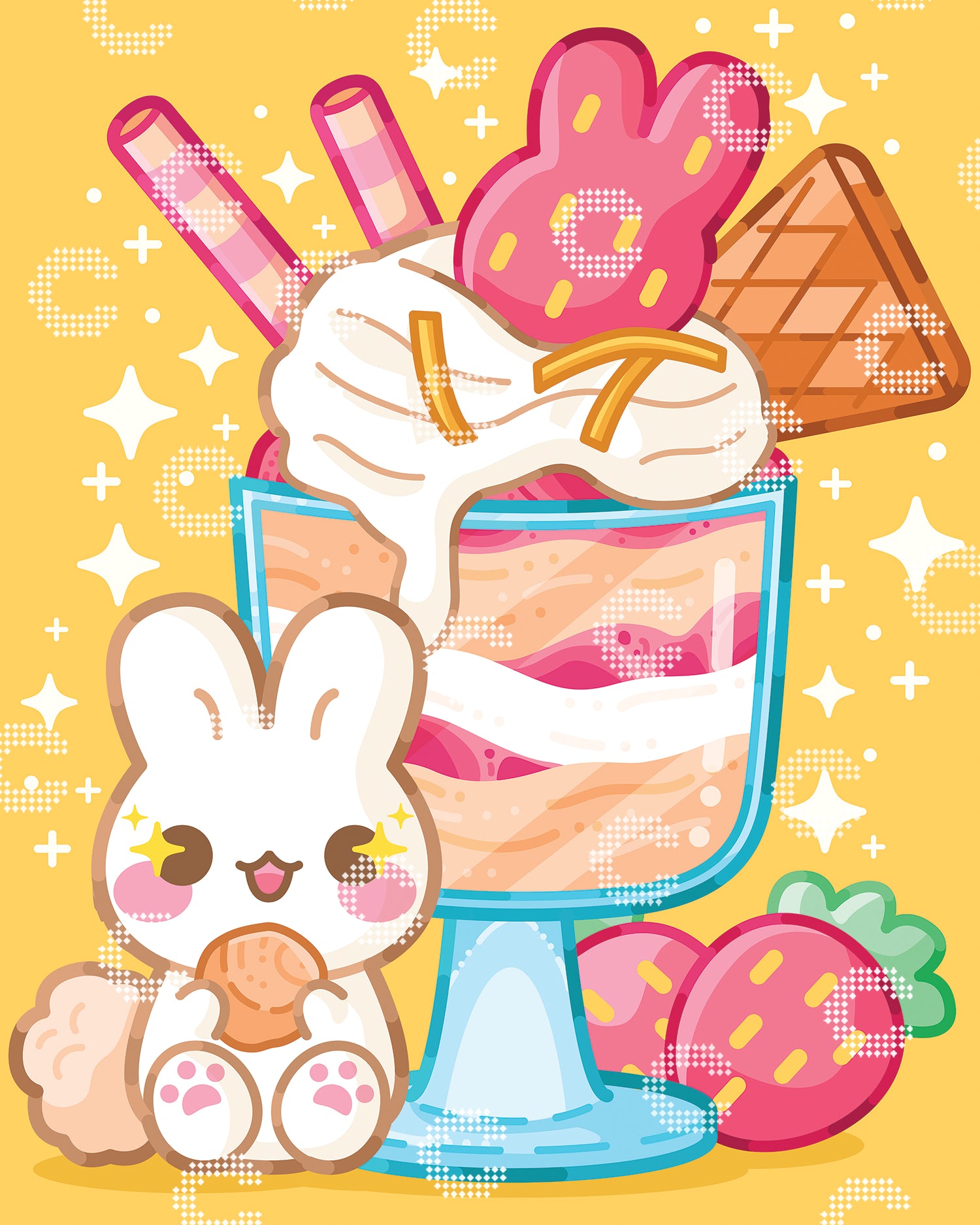 Diamond Painting - Milk Bread Studio - Bunny's Strawberry Sundae