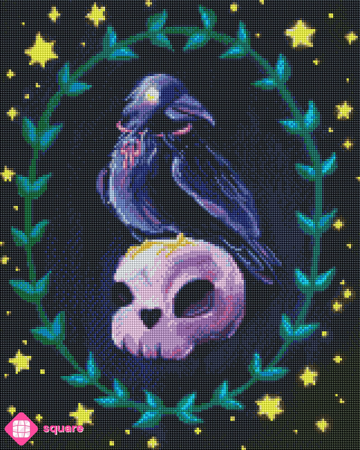 Diamond Painting - Jani Kiu - Raven and Skull