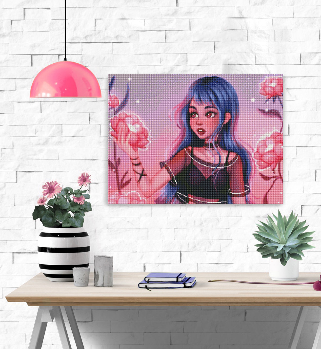 Diamond Painting Mädchen mit Blumen als zauberhafte Wanddekoration für dein Zuhause