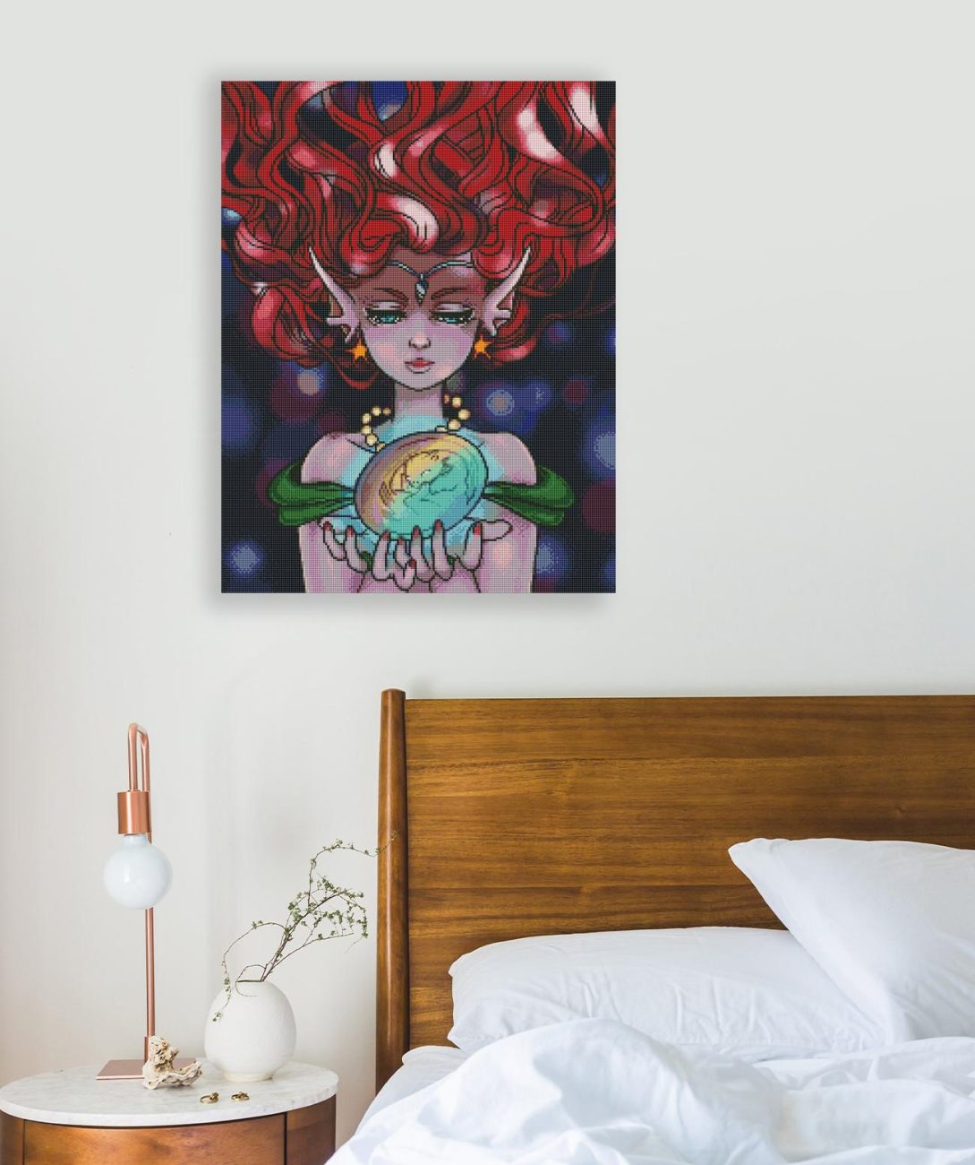 Diamond Painting Meerjungfrau mit Drachenei als magische Fantasy Wanddekoration