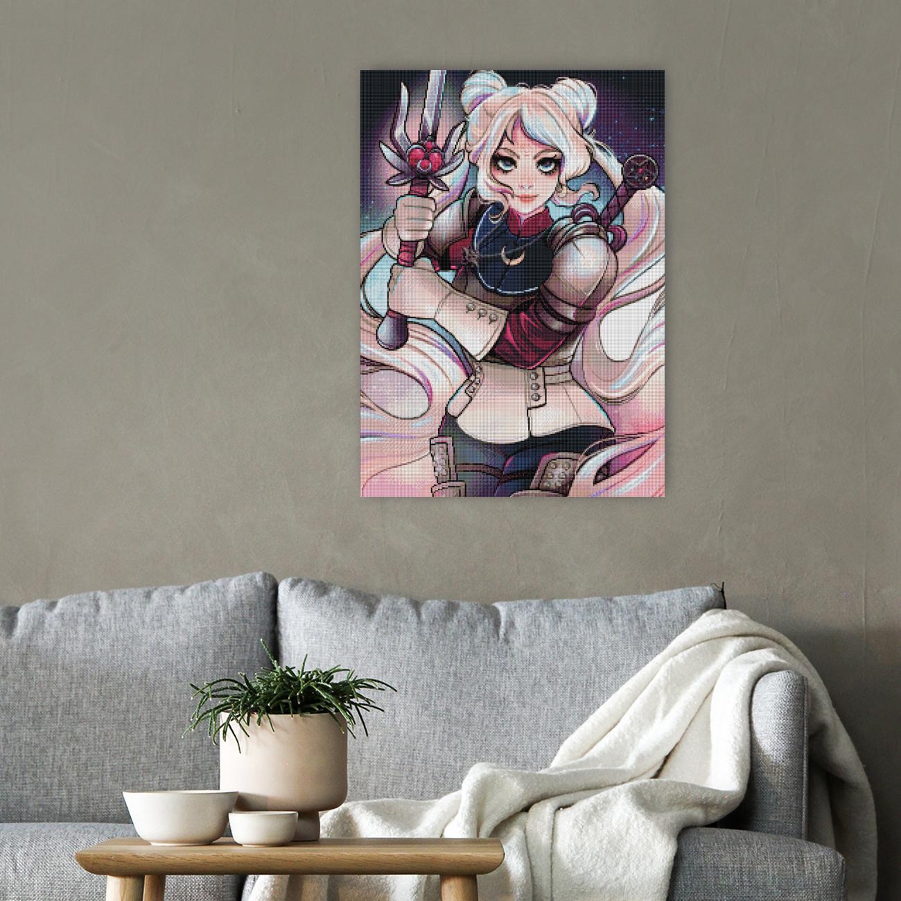 Diamond Painting Moon Warrior als eindrucksvolle Anime Fantasy Wanddekoration