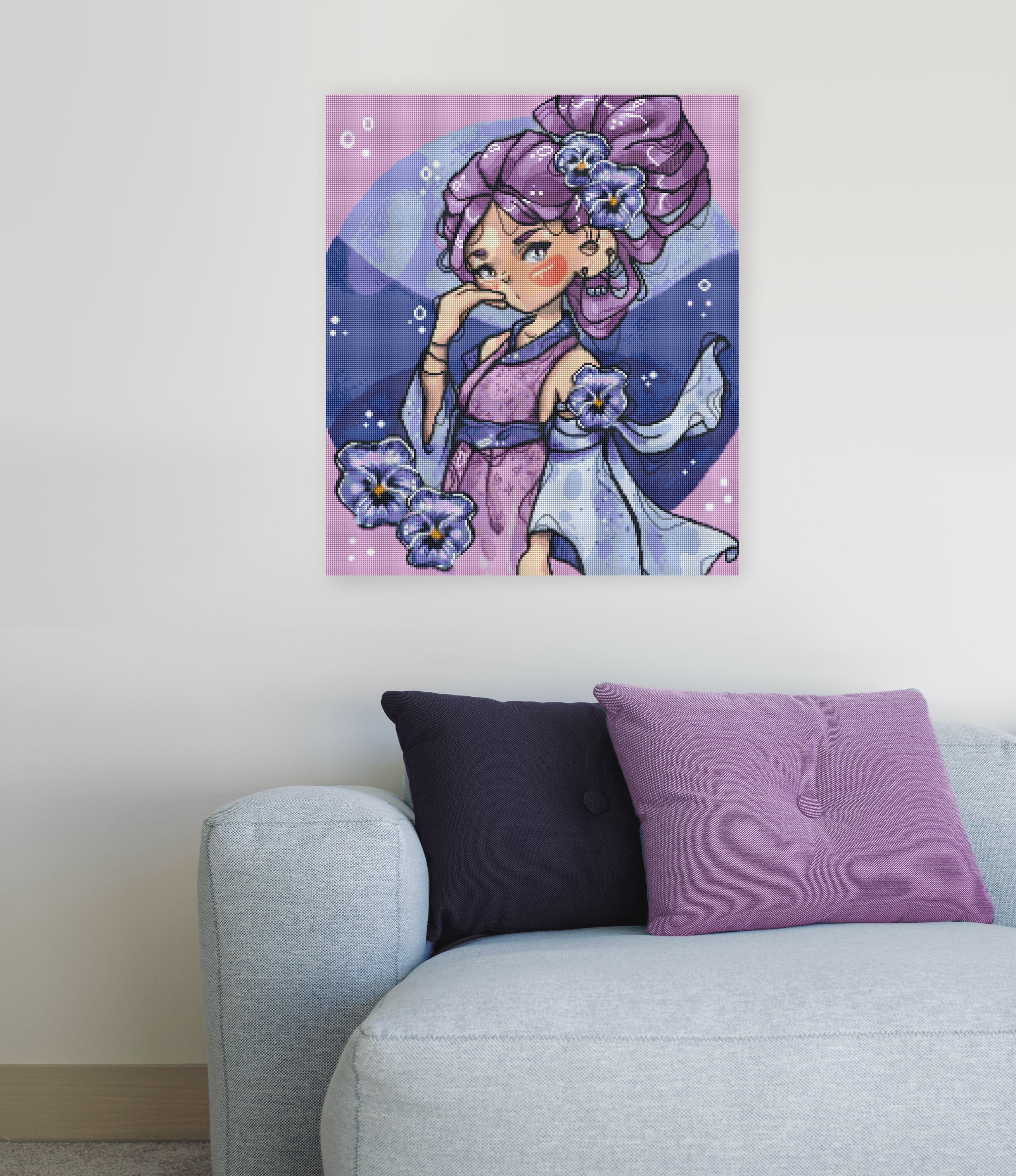 Diamond Painting Mädchen mit Blumen als dekorativer Blickfang für dein Zuhause