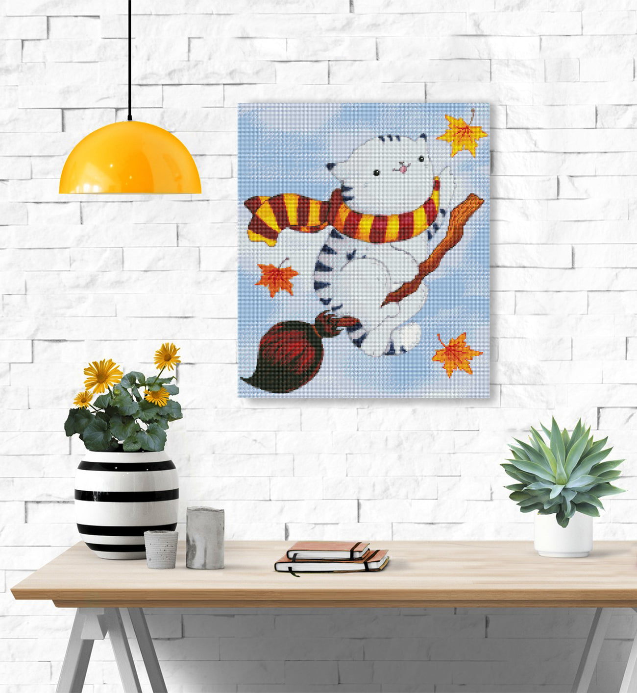 Diamond Painting Katzenmotiv im Fantasy Stil als Wandbild