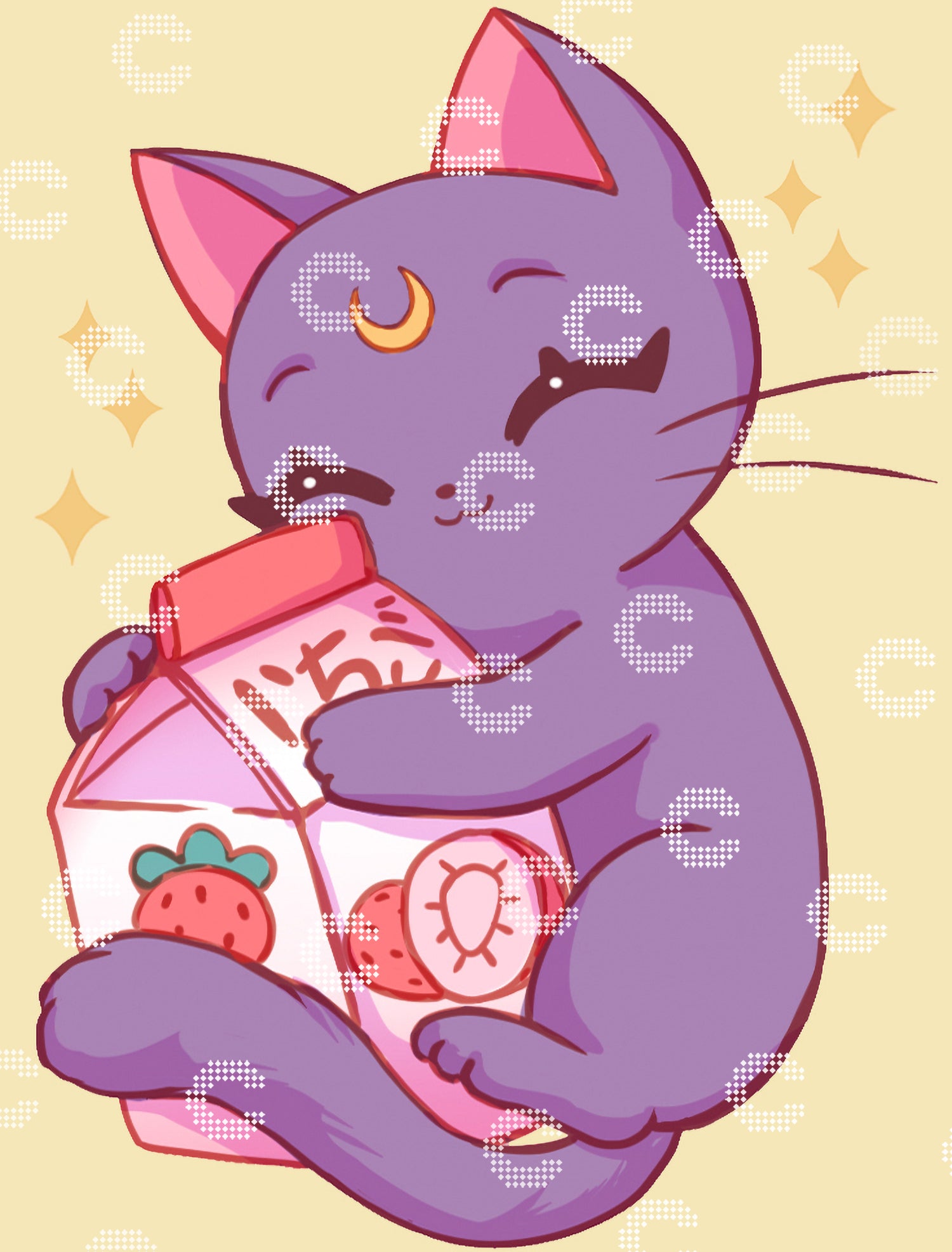Diamond Painting Kawaii Katze mit niedlichem Anime Motiv