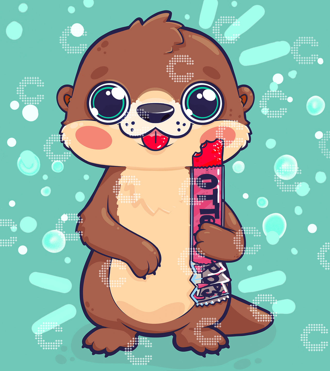 Diamond Painting kleiner Otter mit Fruchteis, frechem Lächeln und großen Kulleraugen