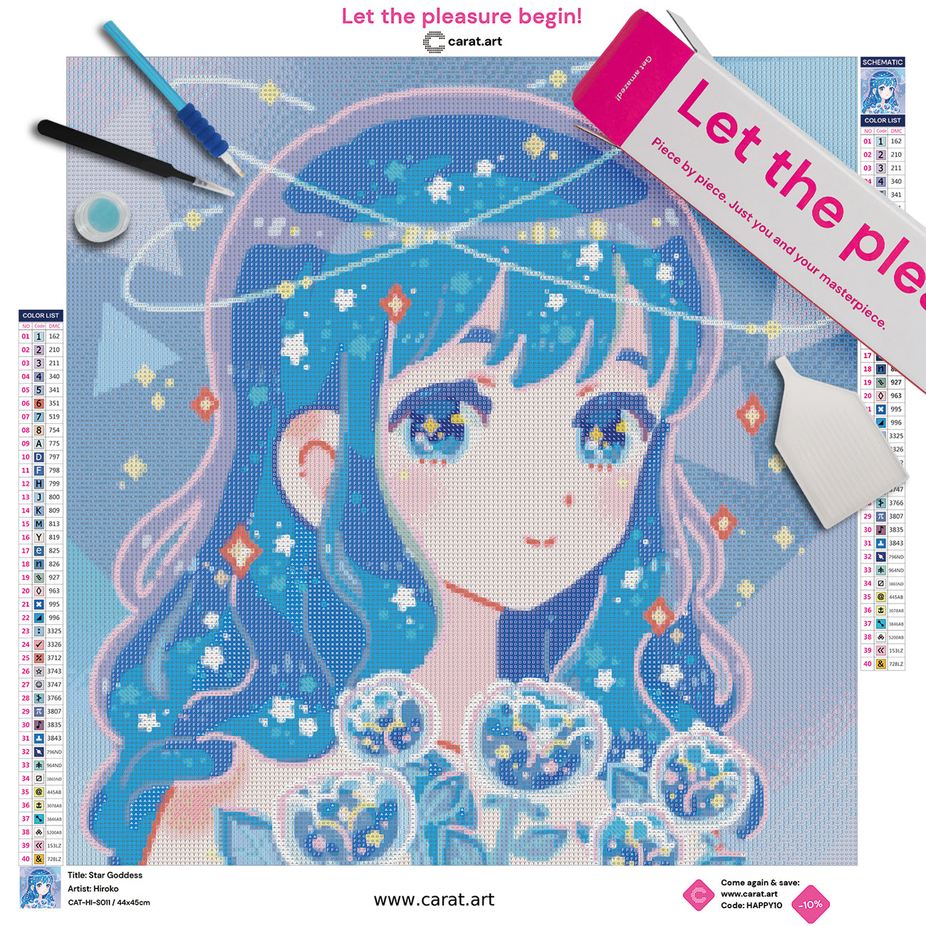 Komplettset für dein Diamond Painting Fantasy Anime Motiv von Hiroko mit Premium Leinwand und Diamond Painting Werkzeug