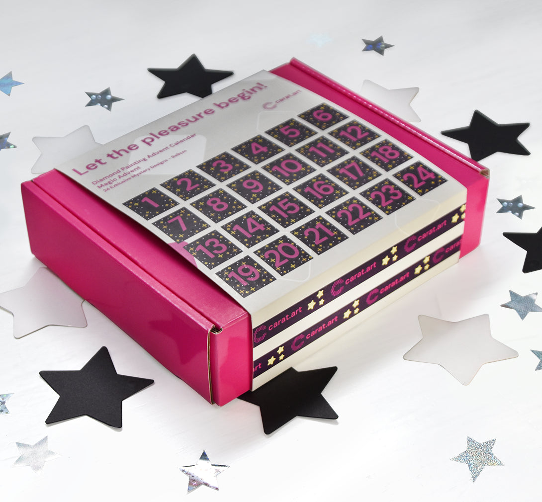 Diamond Painting Adventskalender Mini Set 2026 in schöner Design-Box mit 24 Mystery Mini-Bildern
