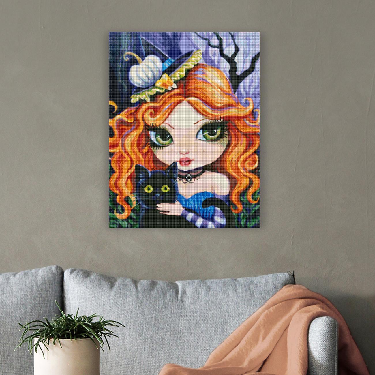 Diamond Painting Hexenmotiv als dekoratives Wandbild