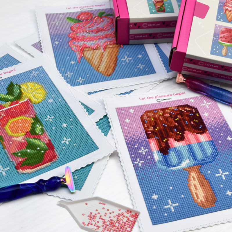 Kleine Diamond Painting Projekte wie Carat Art Midi Sets mit glitzernden Details durch viele Sondersteine