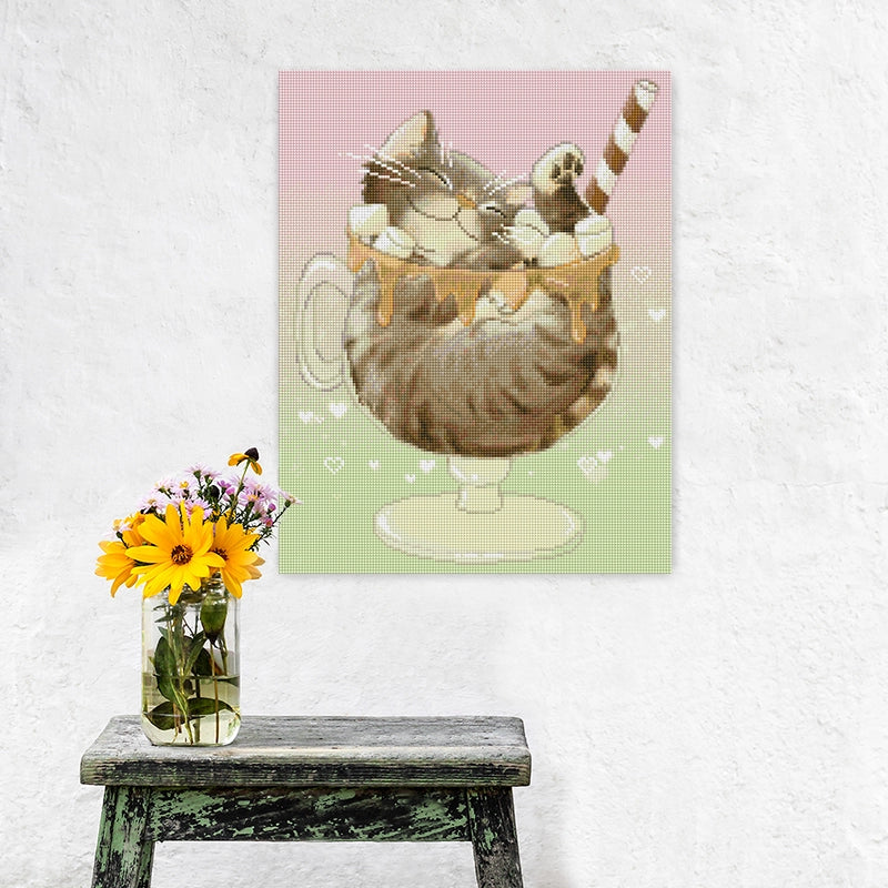 hängendes Diamond Painting Motiv Katze