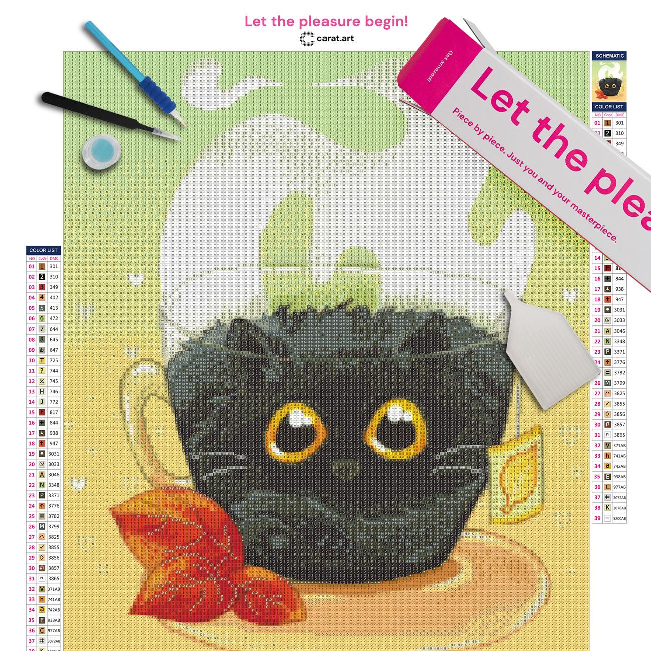 Diamond Painting Set mit Katzenmotiv inklusive Premium Leinwand und Diamond Painting Werkzeug