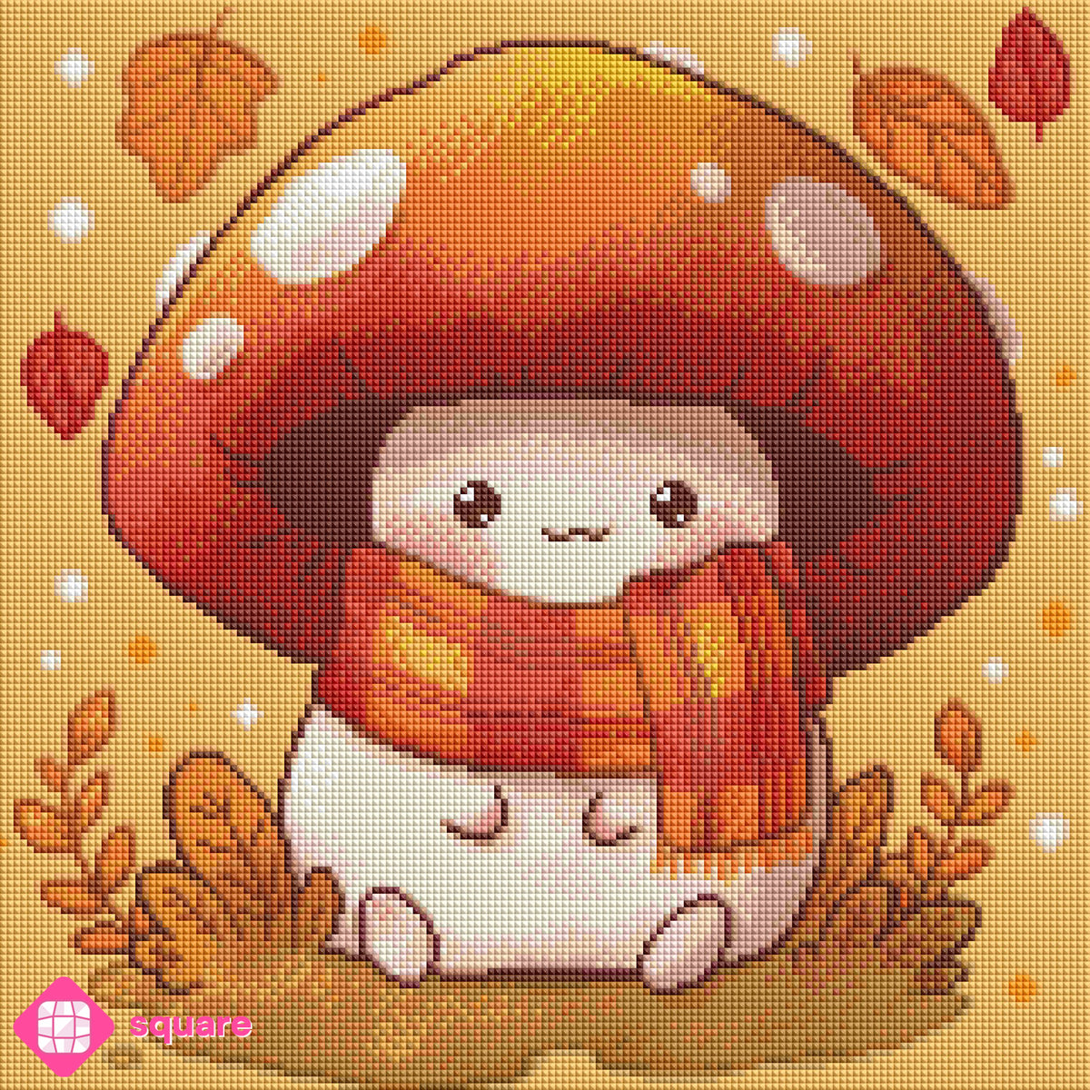 Diamond Painting Vorschau mit liebevoll gestaltetem Herbstmotiv