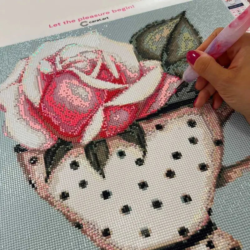 Diamond Painting Leinwand mit funkelnden Steinchen und Rosen Motiv