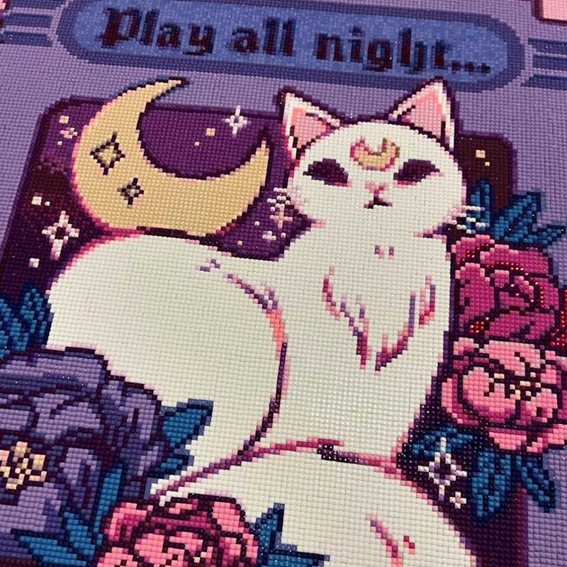 Diamond Painting Fantasy Katze mit Mond