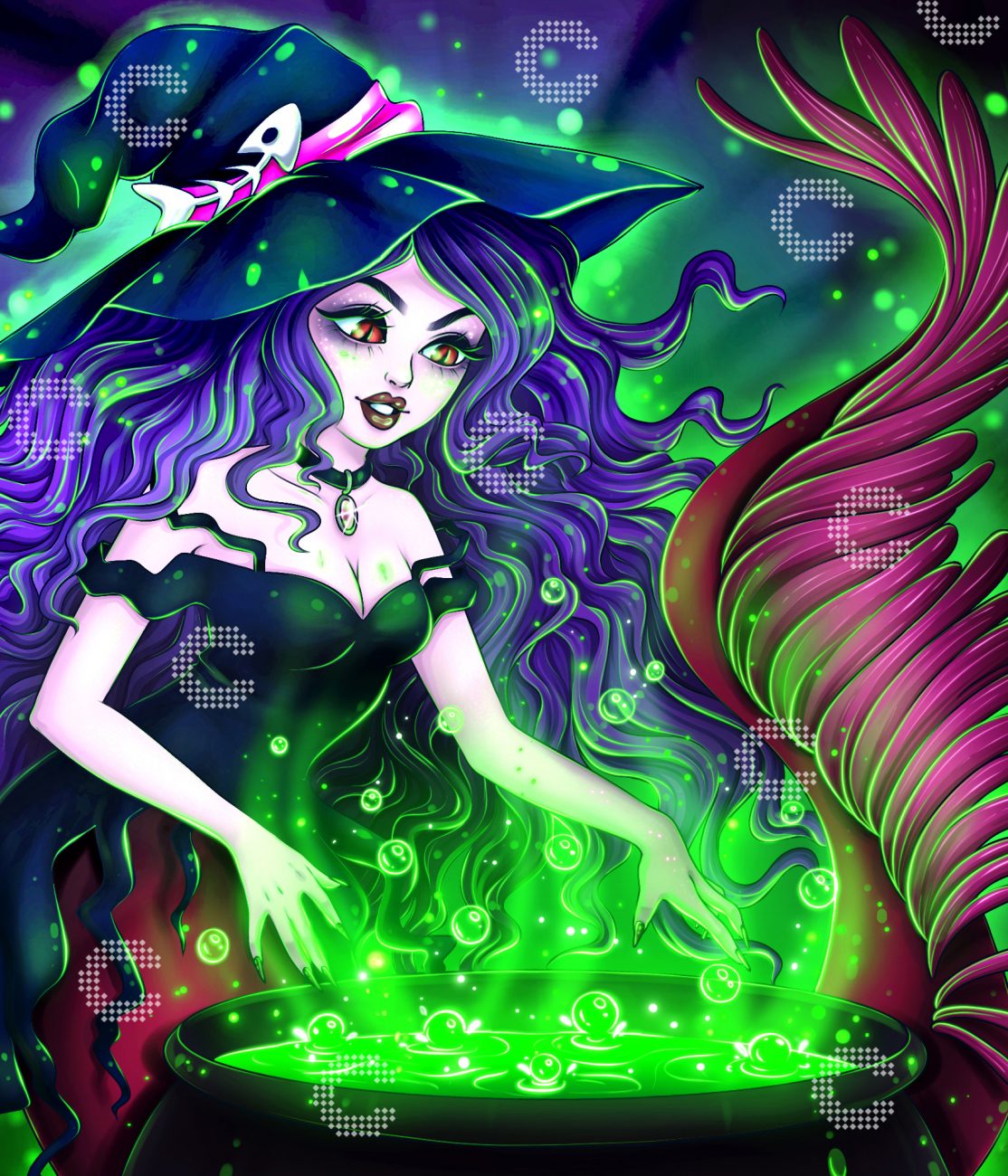 Diamond Painting Meerjungfrau Hexe mit magischen Fantasy Details