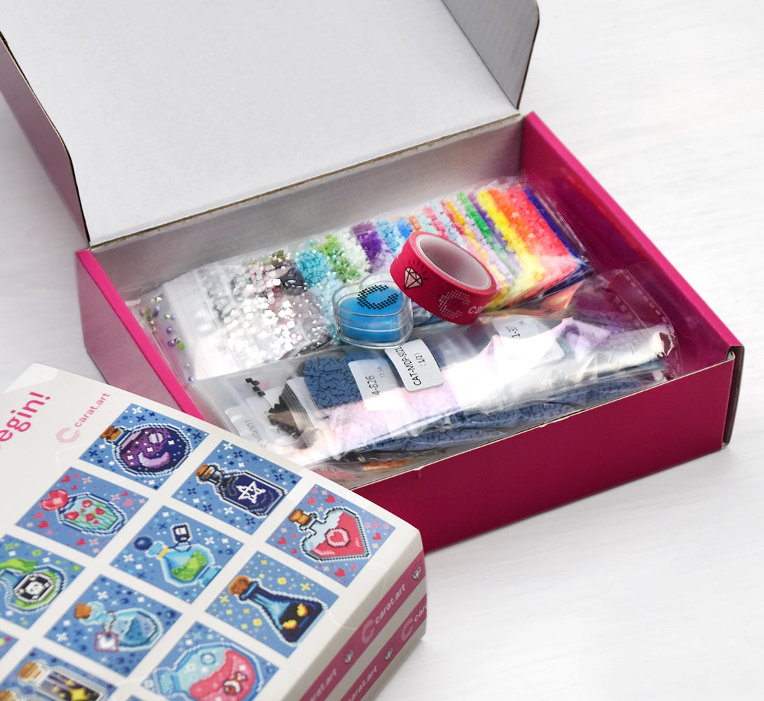 Diamond Painting Mini Set in Carat Art Karton mit Harzsteinen und Zubehör