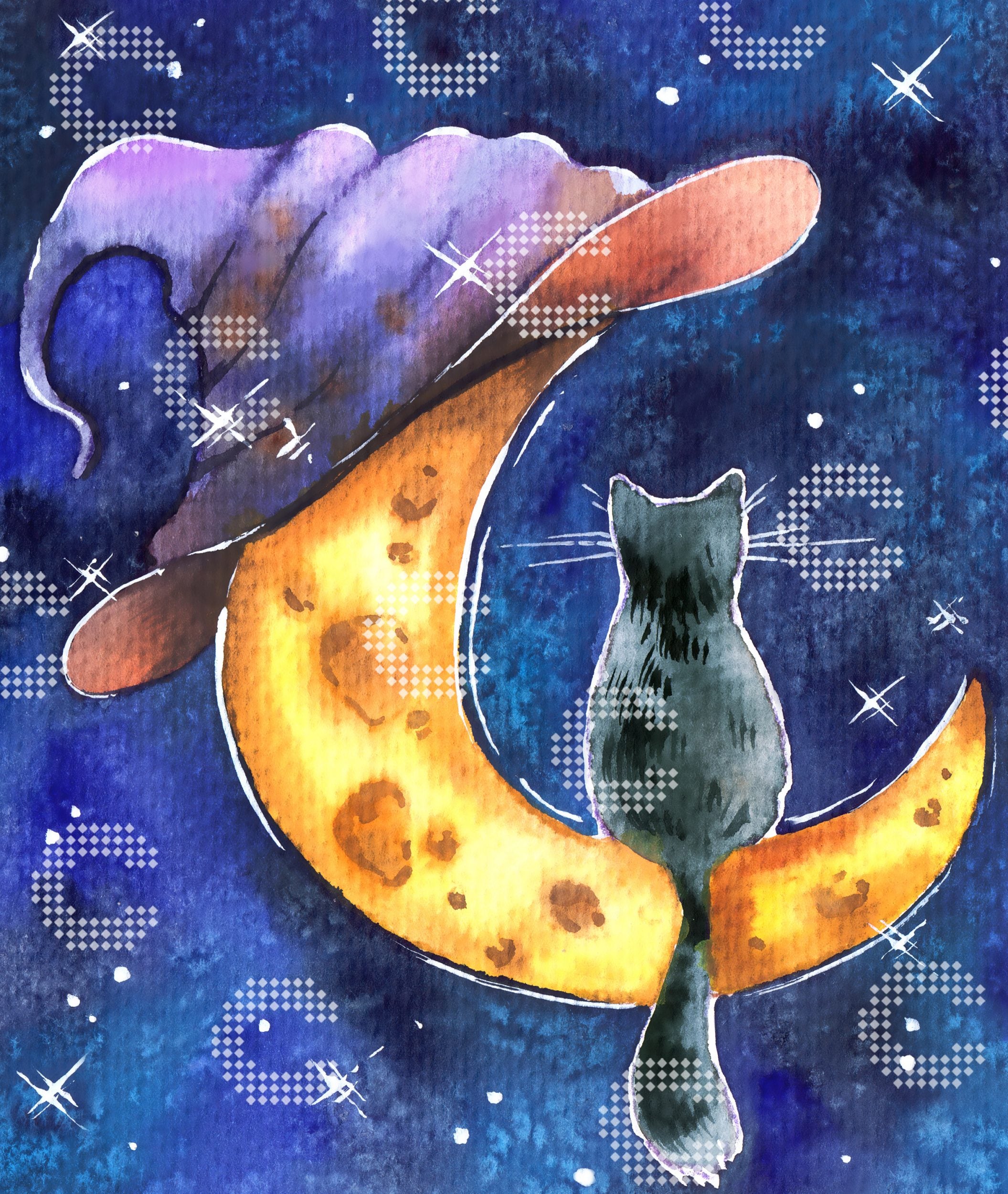 Diamond Painting - Anna Petunova - Cat on the moon