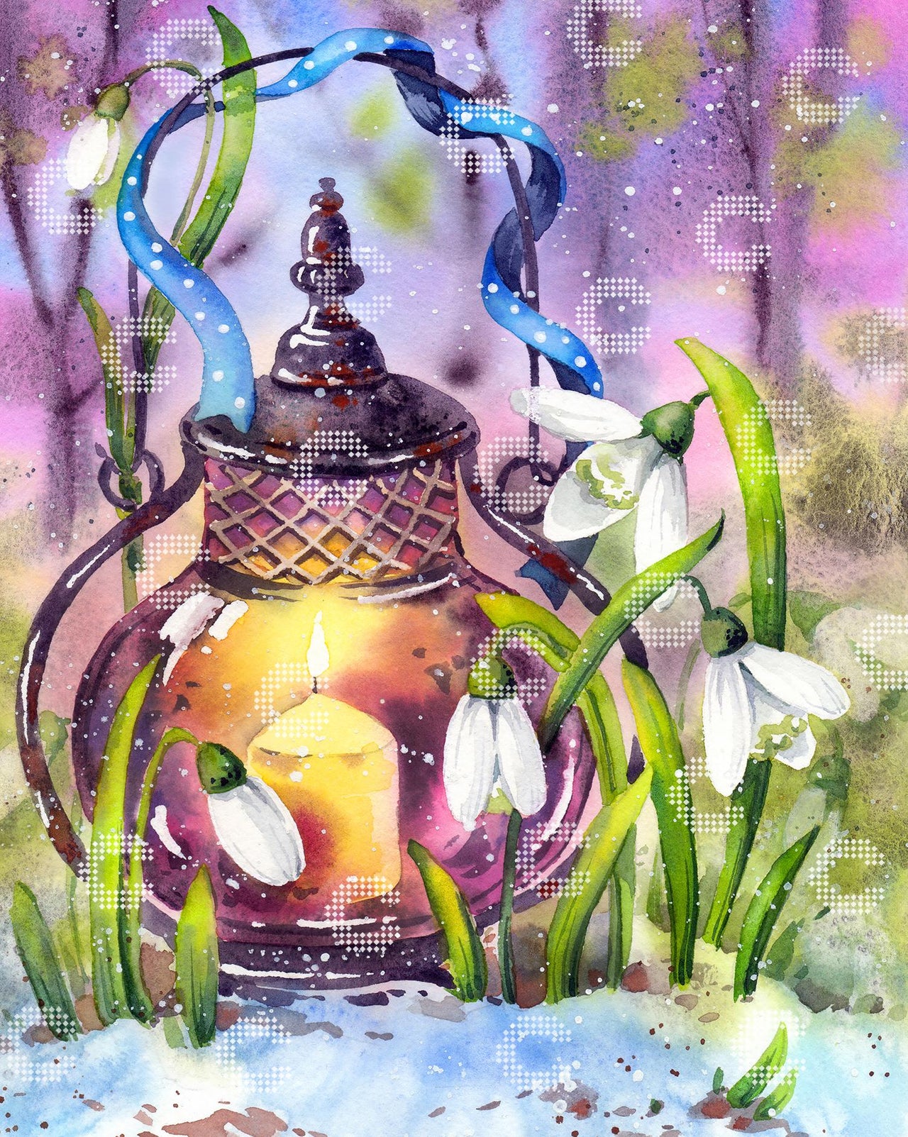 Diamond Painting - Anna Petunova - Lantern with snowdrops