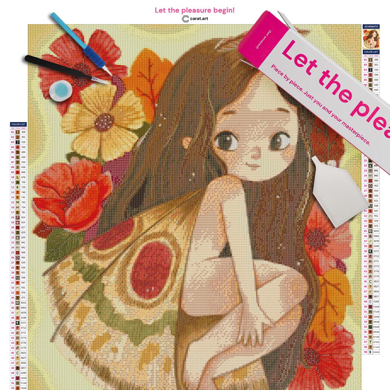 Diamond Painting Herbstfee als Komplettset mit Premium Leinwand und Werkzeug