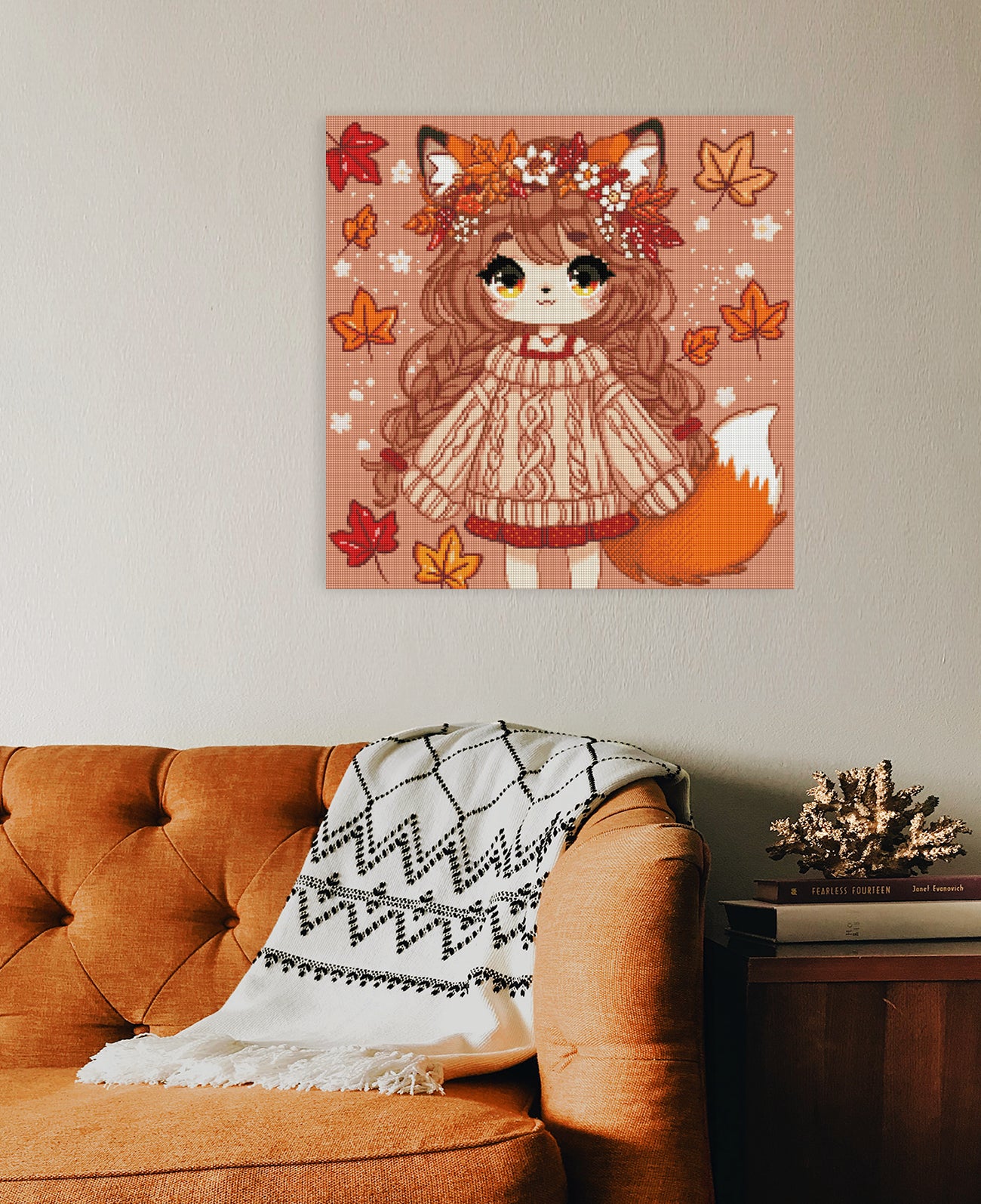 Diamond Painting Fuchs Mädchen als gemütliche Herbstdekoration