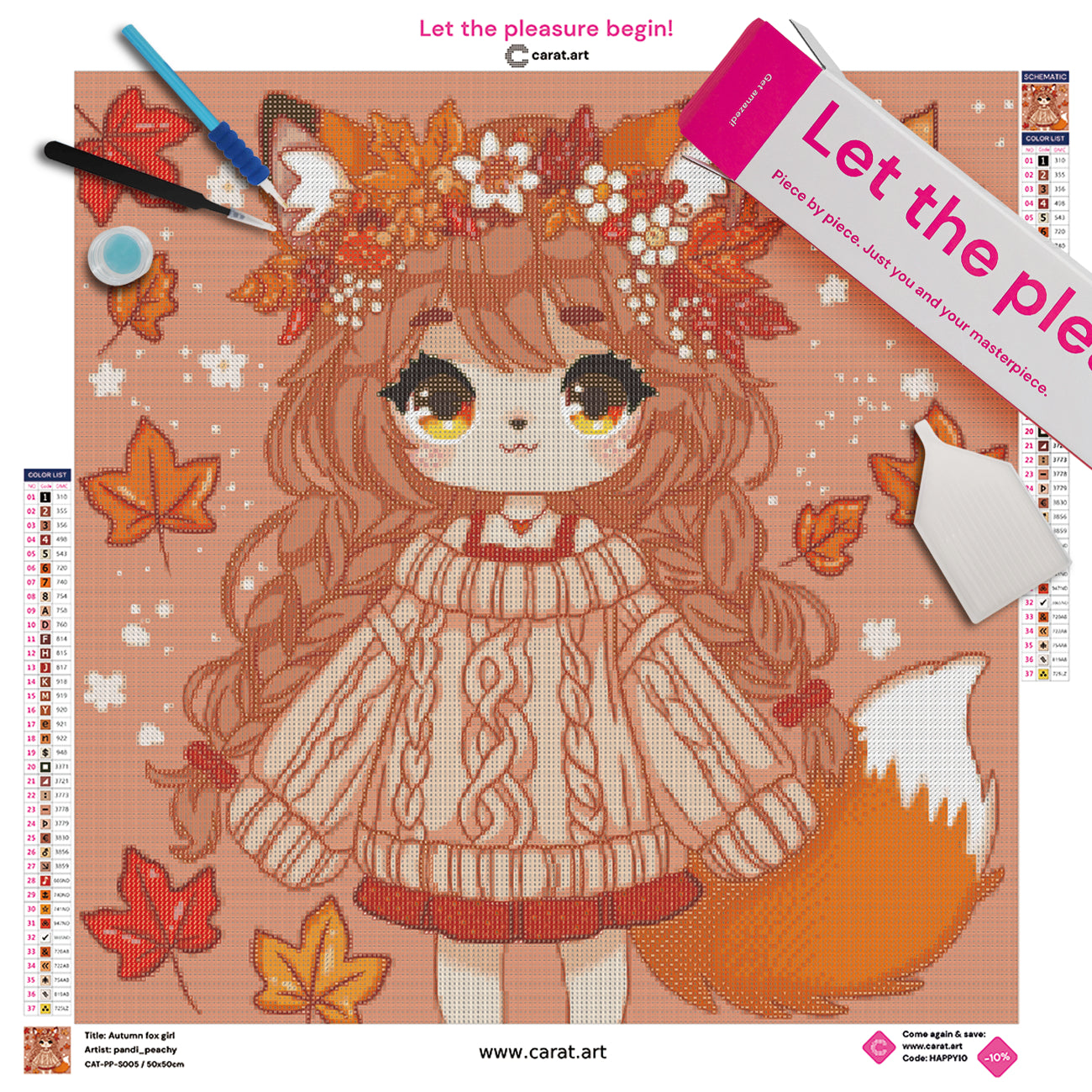 Diamond Painting Herbst Motiv als Komplettset mit Premium Leinwand und Zubehör