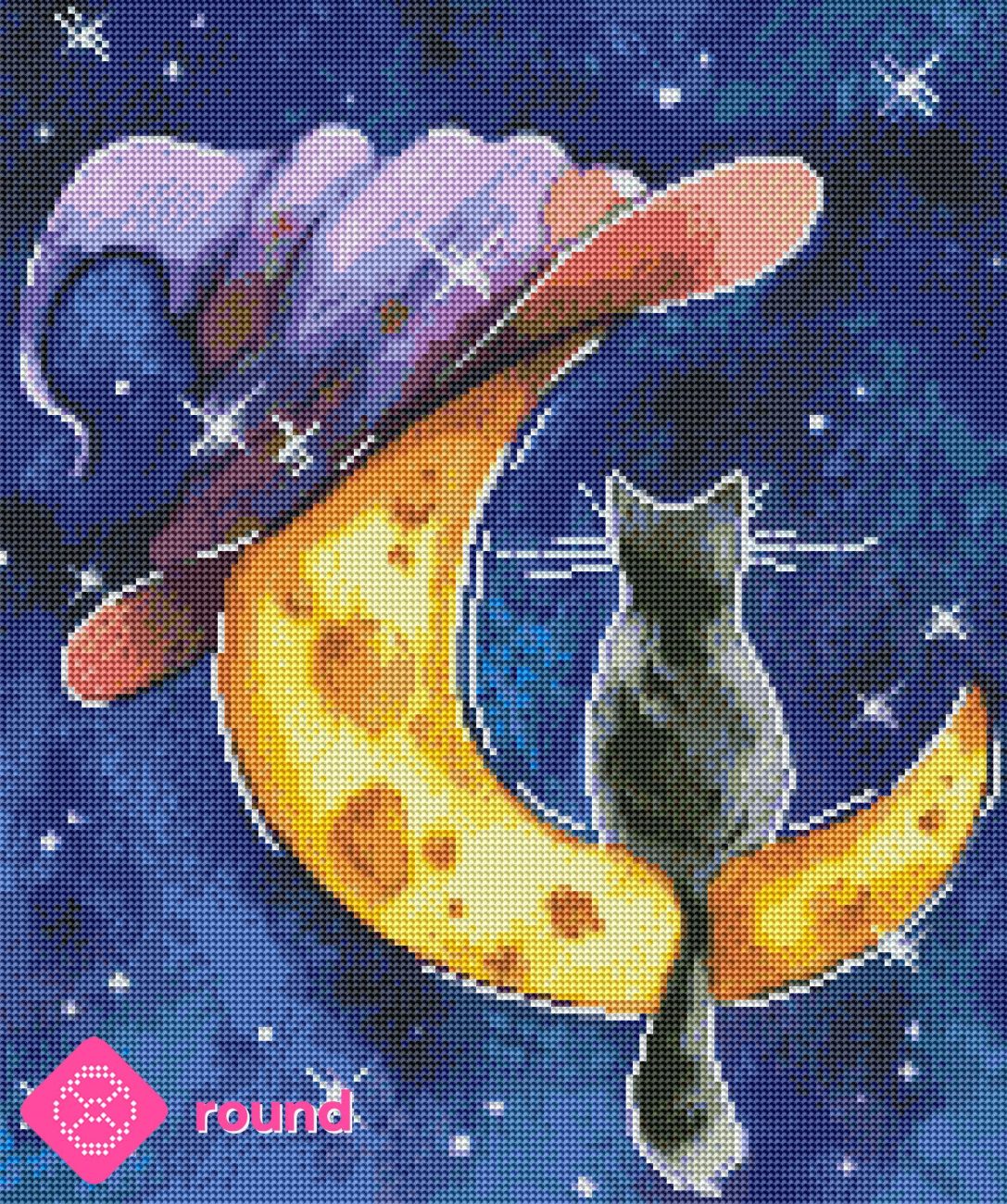 Diamond Painting - Anna Petunova - Cat on the moon