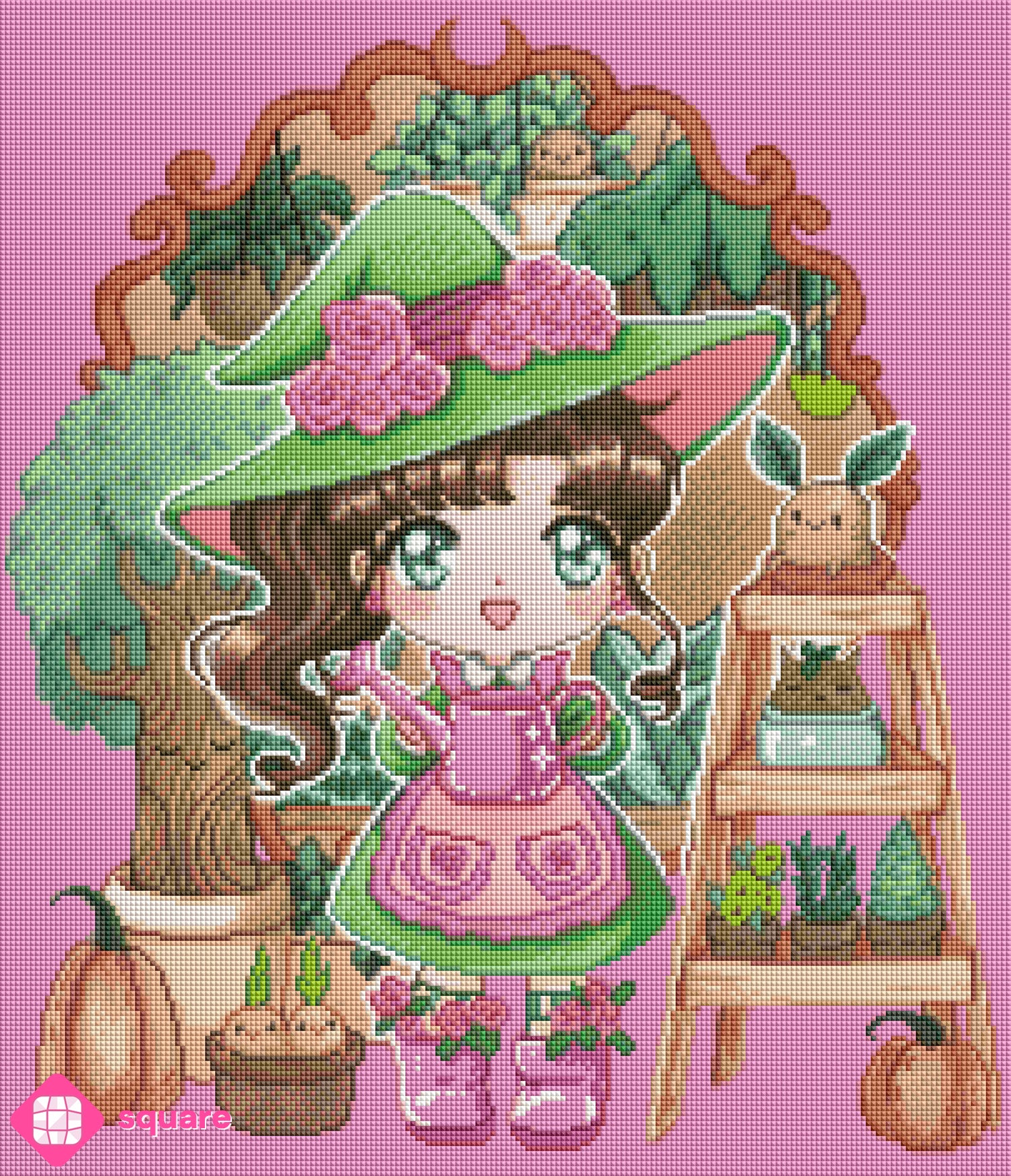 Diamond Painting - Arisa Kitsune - Little Plant Witch