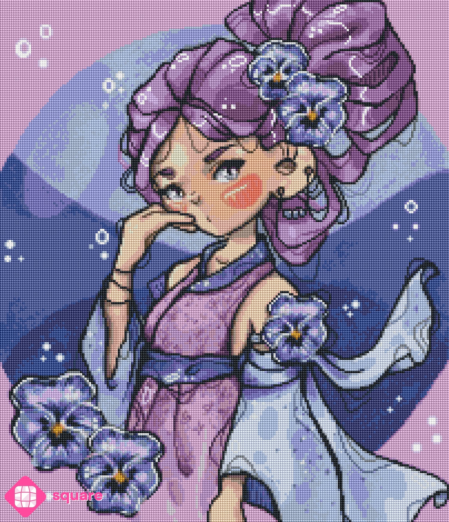 Diamond Painting - arts.by.tamara - Pansies Girl