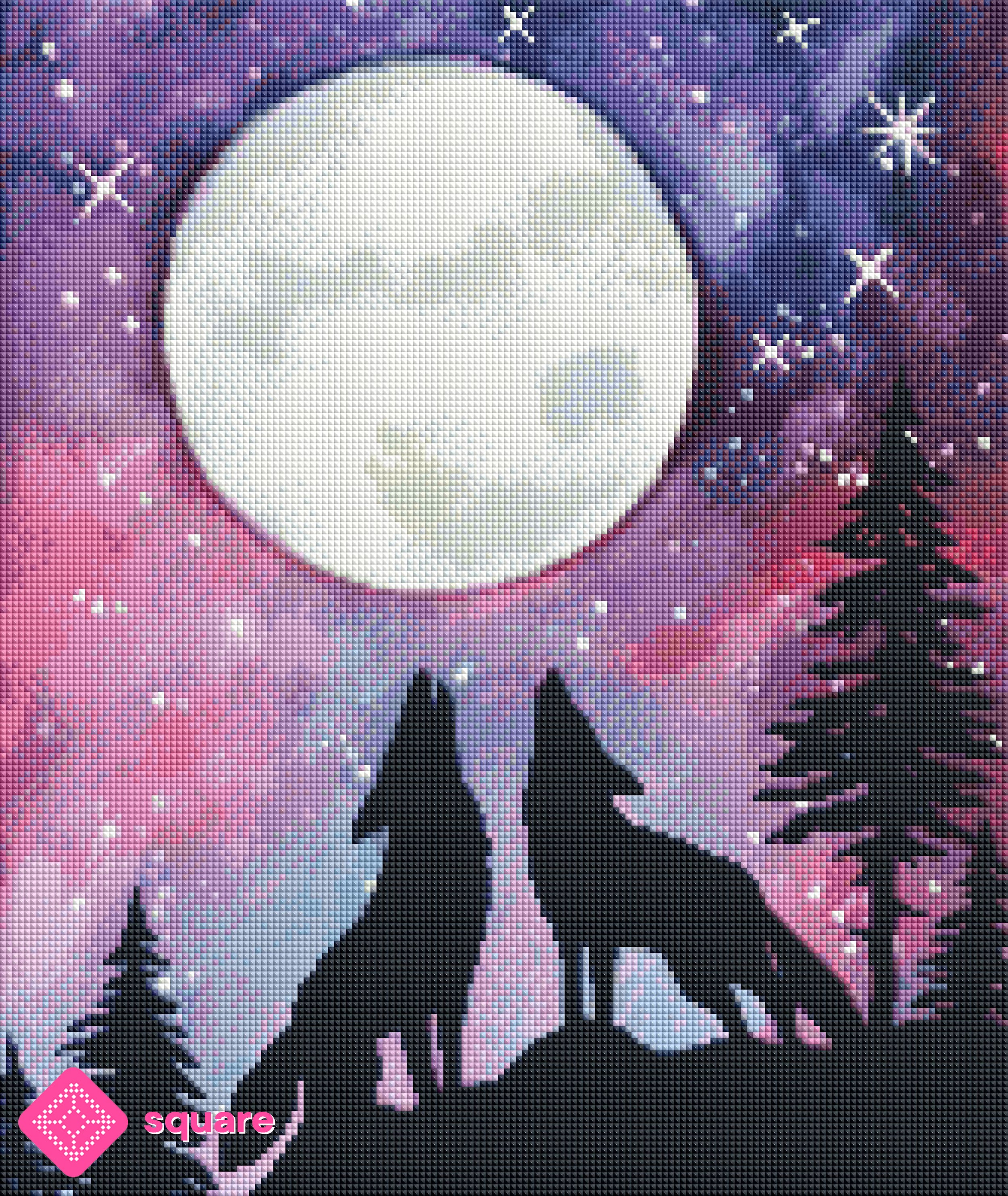 Diamond Painting - Denise Ferragamo - Wolves under the moon