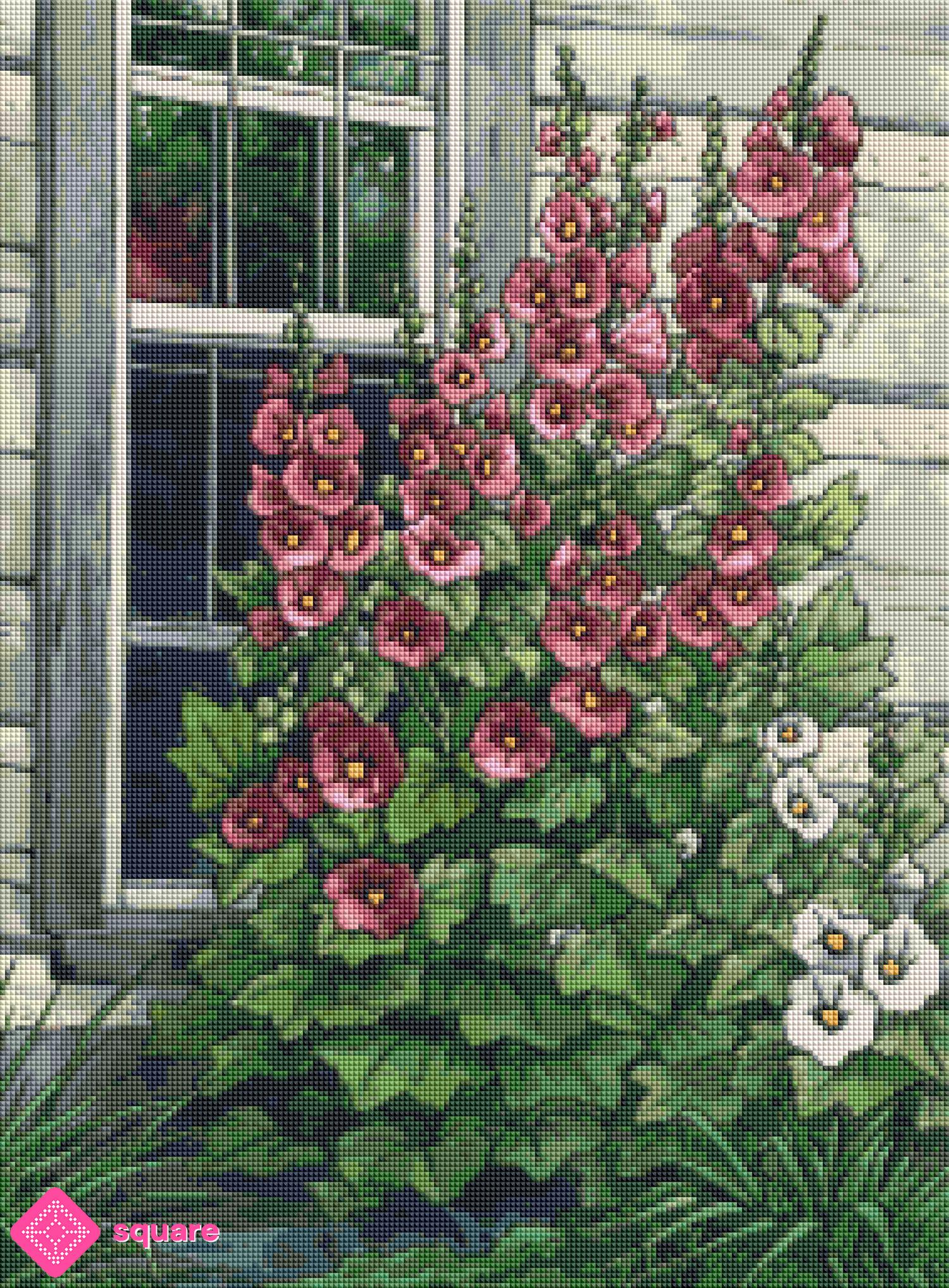 Diamond Painting - Evgeniya Brukish - Hollyhocks Idyll