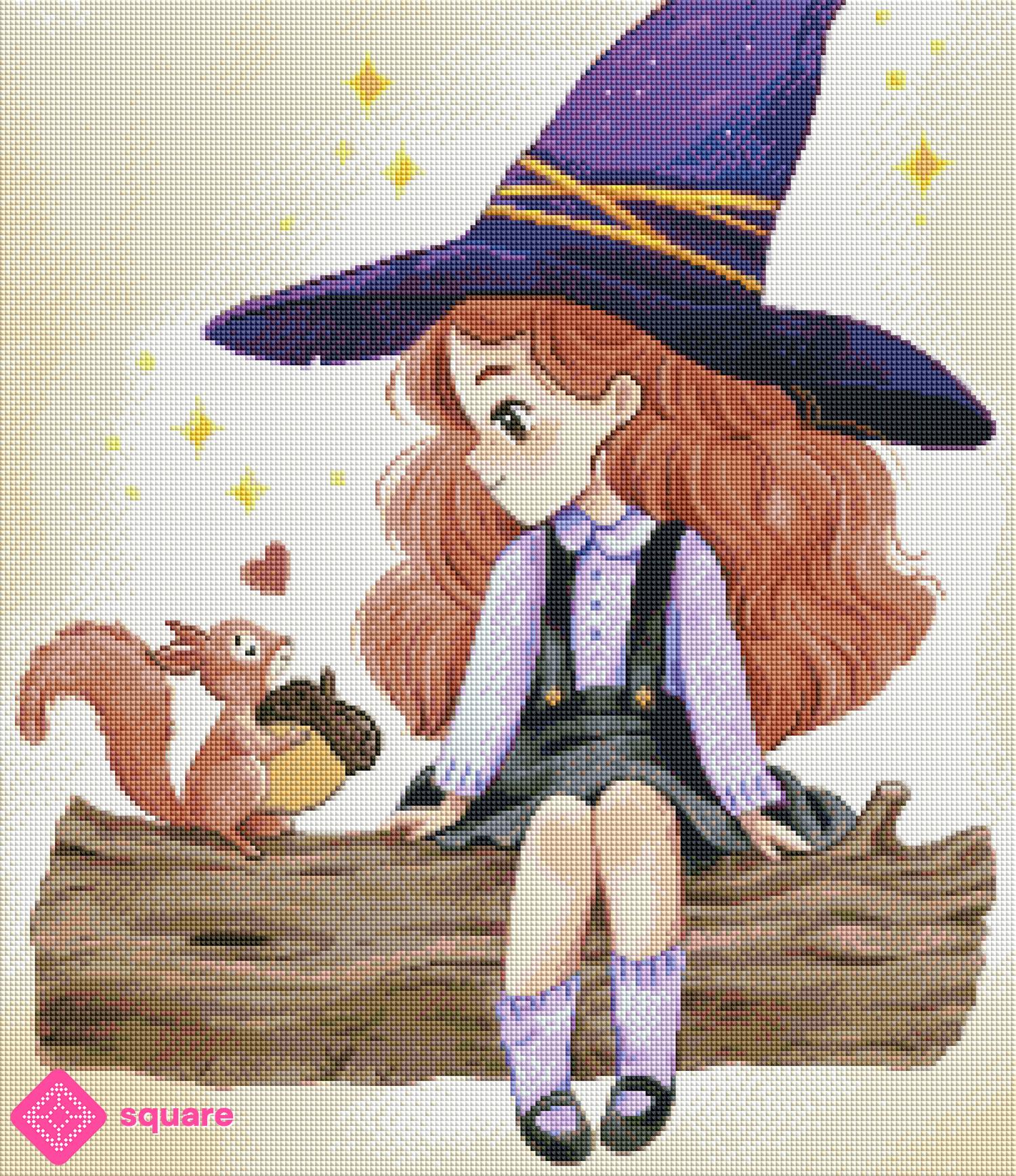 Diamond Painting - Fabiana Attanasio - Little witch with squirrel