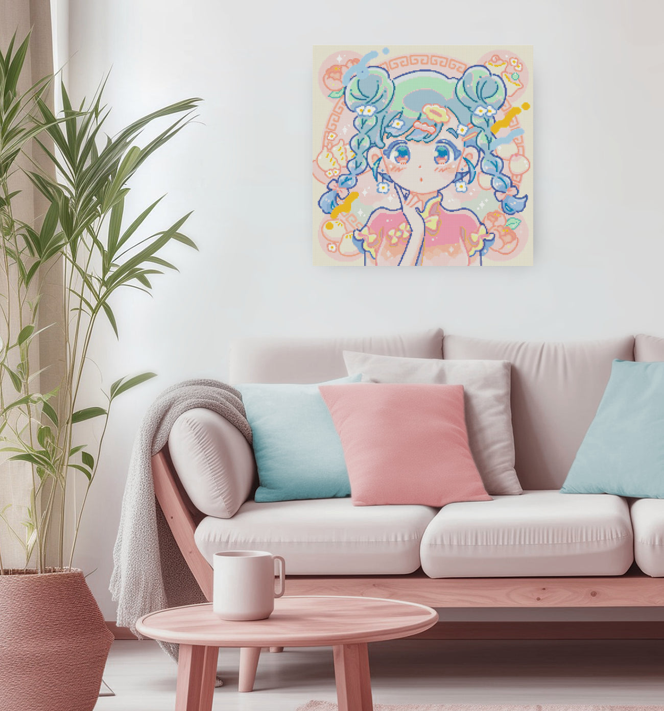 Diamond Painting asiatisches Portrait als zauberhafte Wanddekoration von Hiroko für Anime und Kawaii Fans