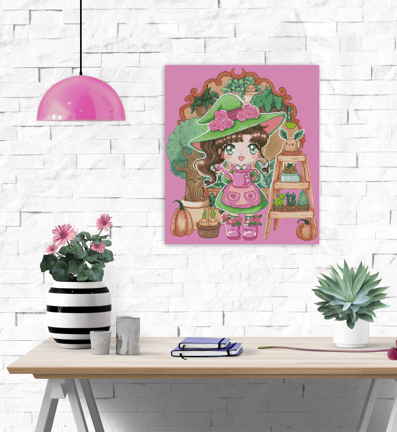 Diamond Painting Hexe mit Pflanzen und Blumen als dekorativer Blickfang für dein Zuhause