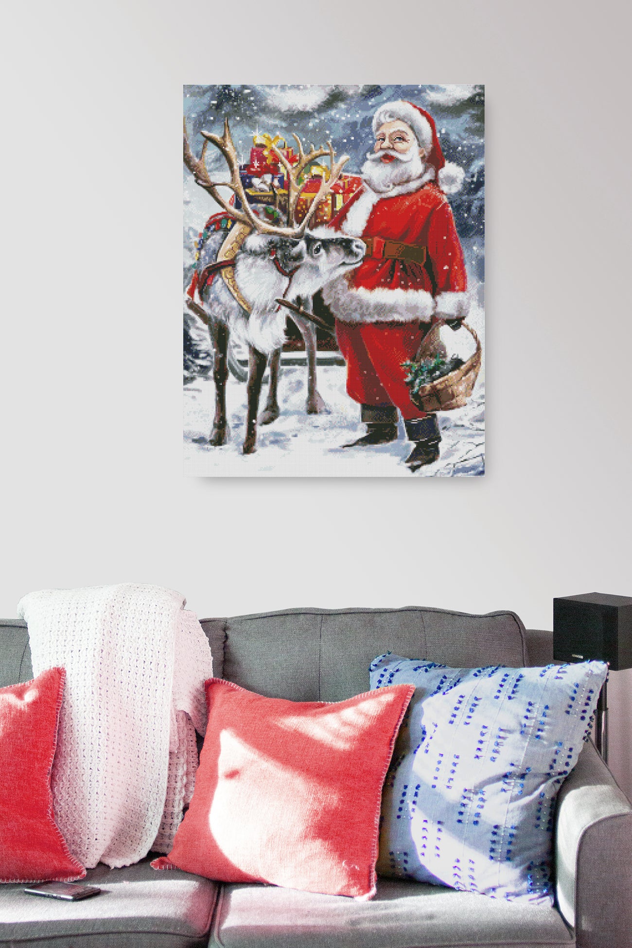 Diamond Painting Weihnachtsmann in Schneelandschaft als festliche Weihnachtsdekoration für dein Zuhause