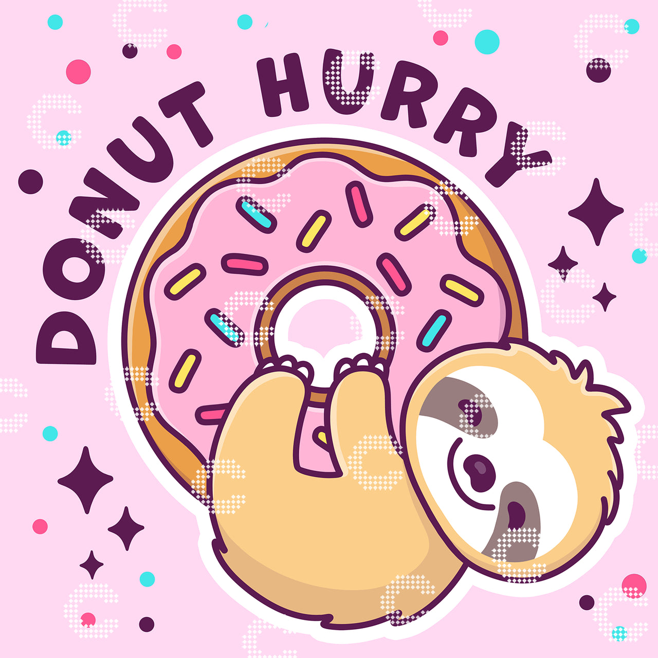 Diamond Painting Faultier mit Donut und süßem Kawaii Motiv
