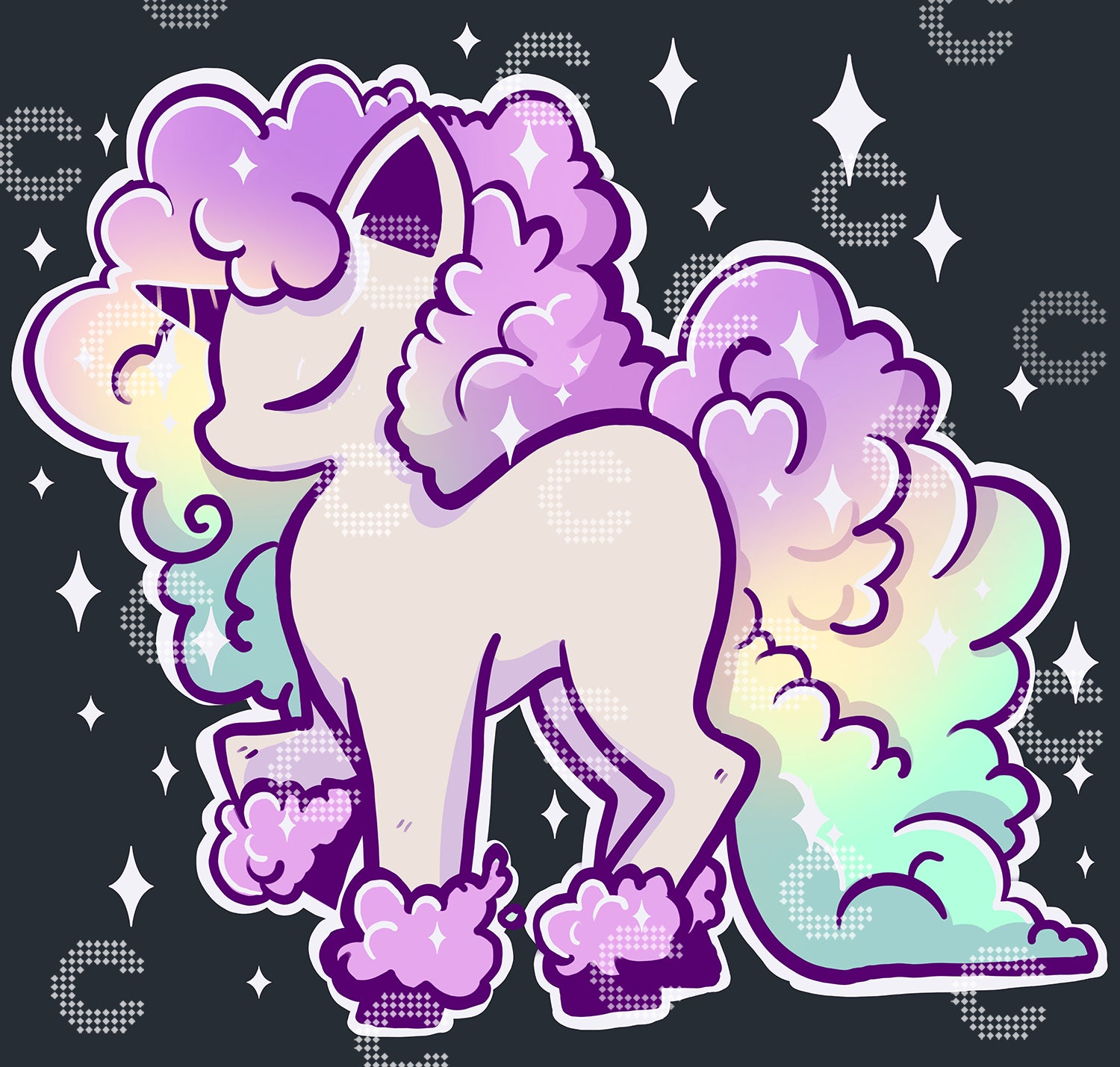 Diamond Painting süßes Einhorn mit Regenbogenmähne vor sternenklarem Nachthimmel