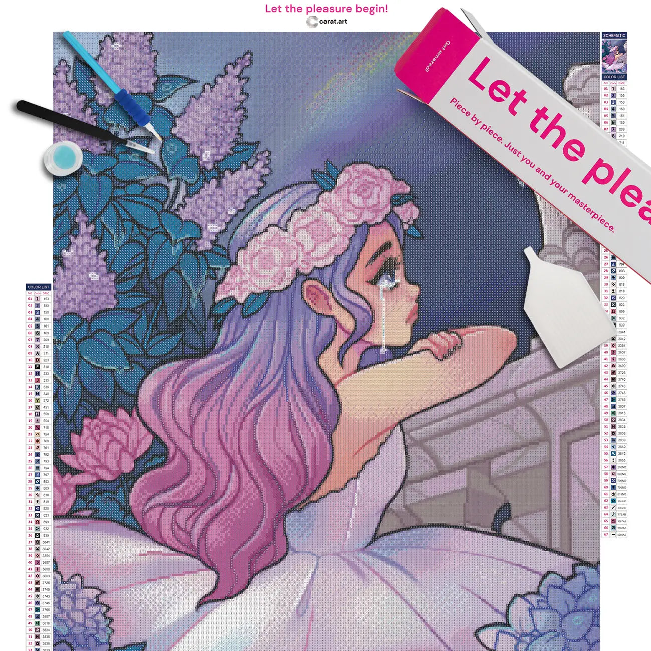 Diamond Painting Set mit verträumtem Garten Motiv auf Leinwand, mit Carat Art Karton und hochwertigem Zubehör
