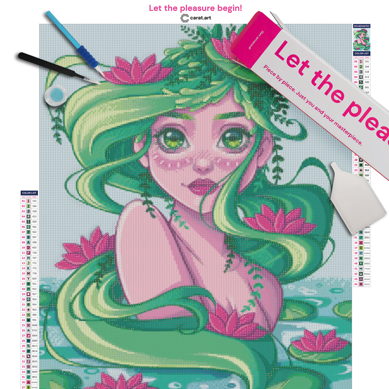Diamond Painting mit Meerjungfrau Motiv als Premium Set inklusive Leinwand und Zubehör