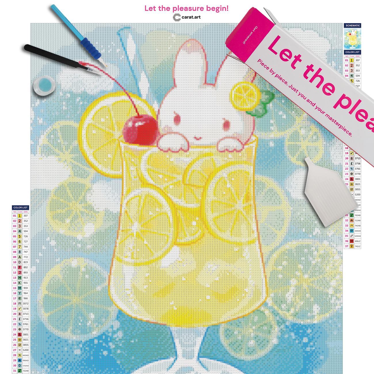 Diamond Painting Set von Hiroko mit süßem Sommermotiv inklusive Leinwand, Carat Art Karton und hochwertigem Zubehör