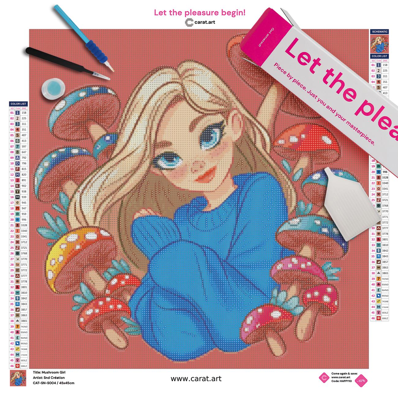Diamond Painting Pilz Motiv als Premium Set inklusive Leinwand und Zubehör