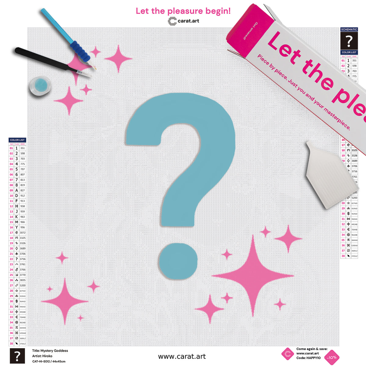 Premium Diamond Painting Set mit Mystery Motiv von Hiroko mit Carat Art box und Zubehör Set