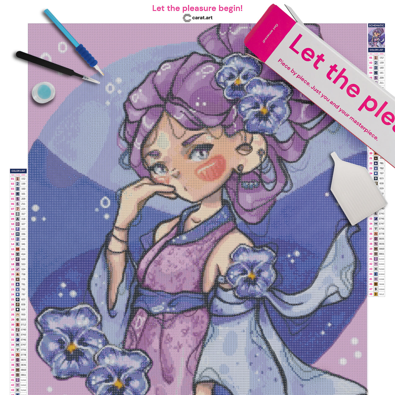 Premium Diamond Painting Set mit Stiefmütterchen Motiv, Leinwand und hochwertigem Zubehör
