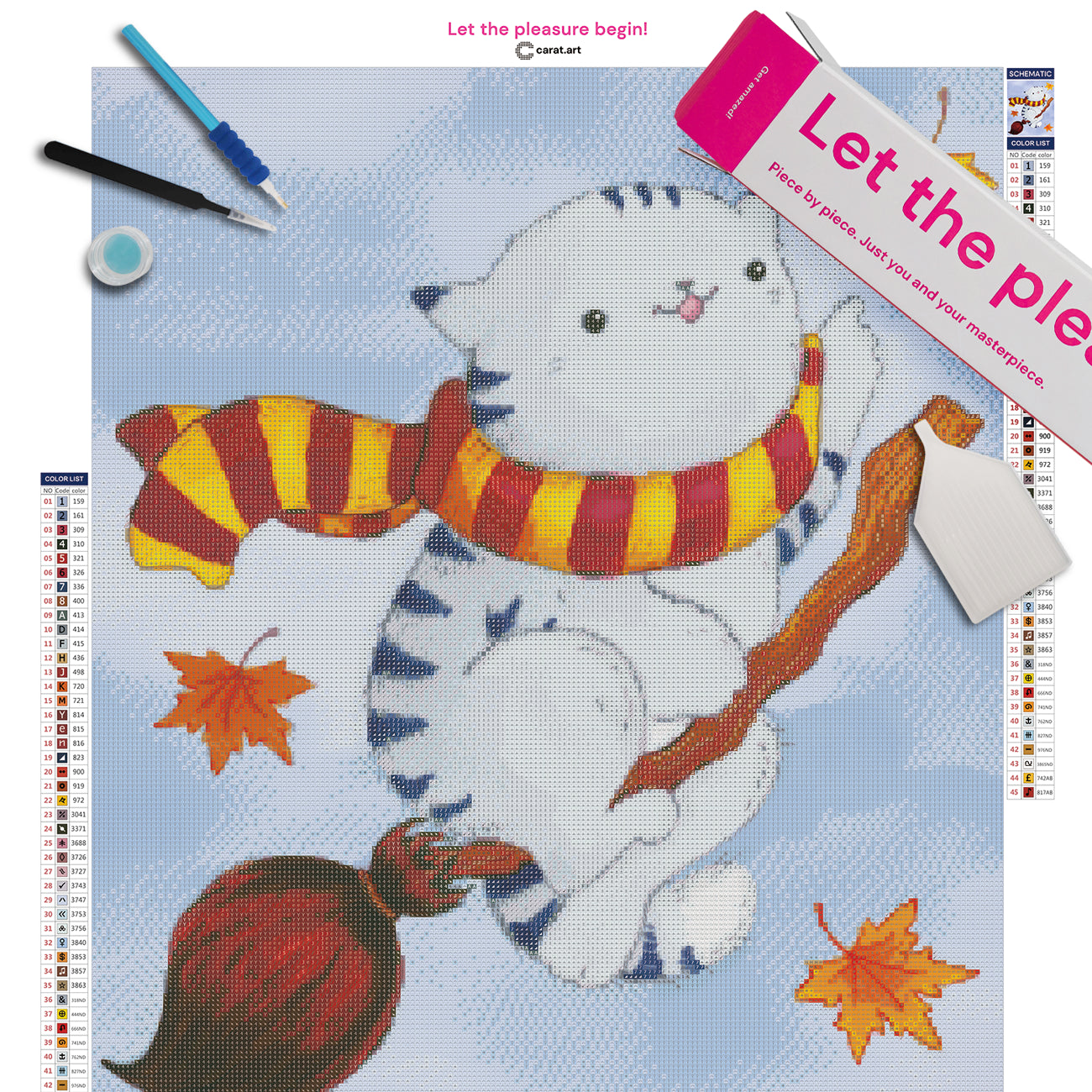 Diamond Painting Set mit Fantasy Katzenmotiv auf Leinwand mit Diamond Painting Zubehör