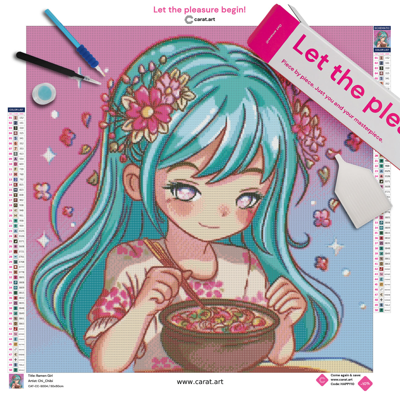 Diamond Painting Set mit Anime Mädchen Motiv, Premium Leinwand und hochwertigem Zubehör