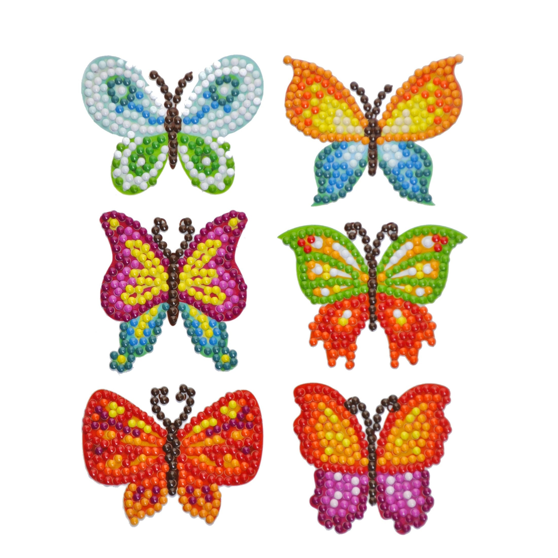 Diamond Painting Sticker mit verschiedenen Schmetterlingsmotiven mit funkelnden Diamantsteinen verziert